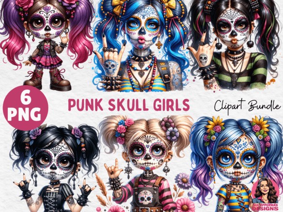 Download Punk Skull Girls - 6 PNG Clip - Girls Collection