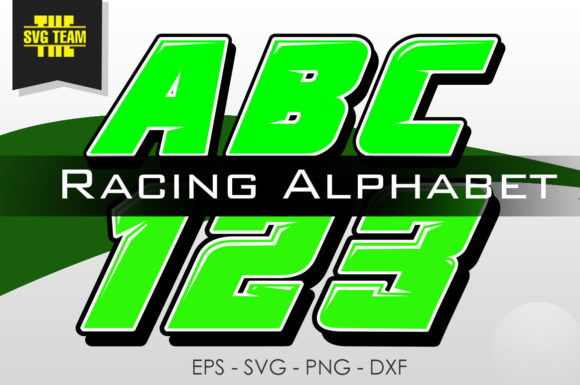 Download Racing Alphabet Numbers and Font AZ 09 - Racing Collection