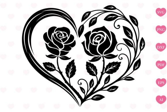 Download Flower Heart Svg, Flower Svg, Rose Svg - Rose svg Collection